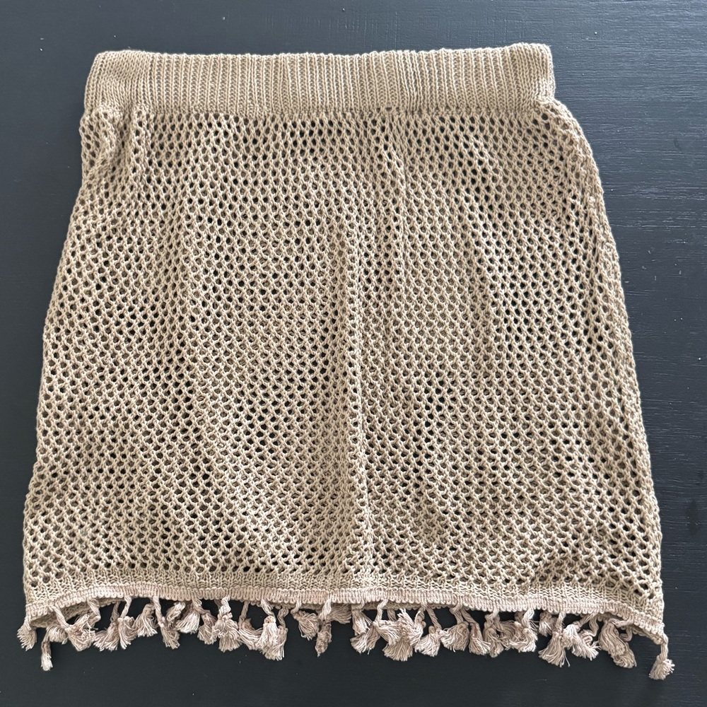 Beige Crochet Women Skirt
